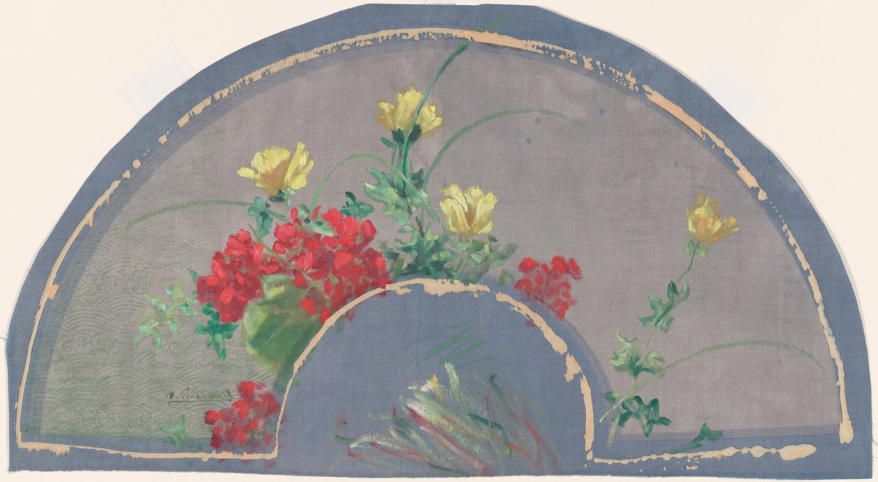 Waaier met Klaprozen door Henri Charles Guérard