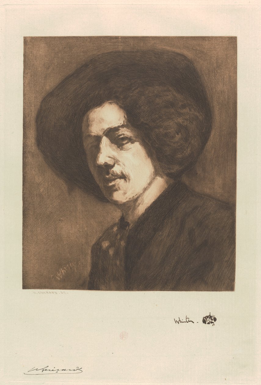 Portret van Whistler door Henri Charles Guérard