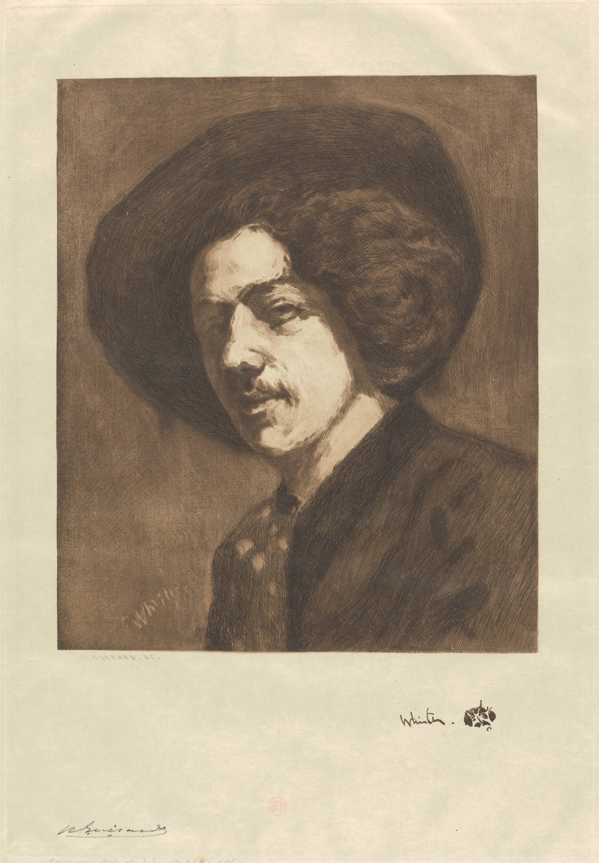 Portret van Whistler door Henri Charles Guérard