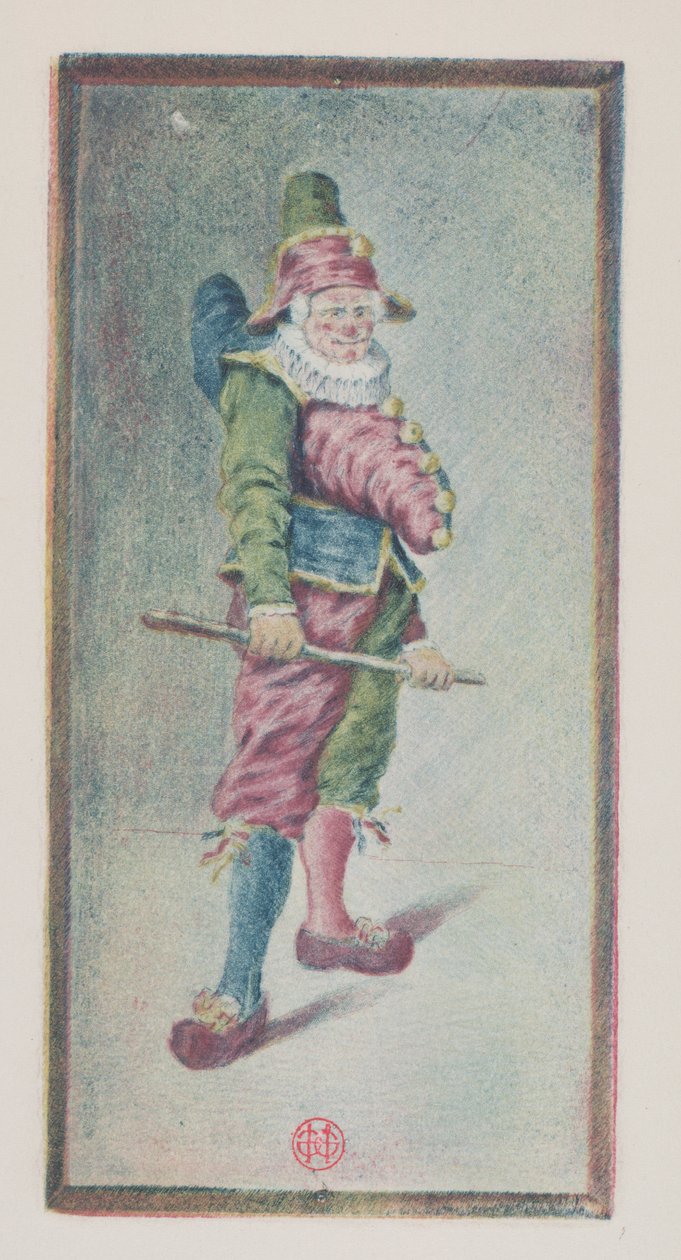 Punchinello, Driekwart naar Rechts door Henri Charles Guérard