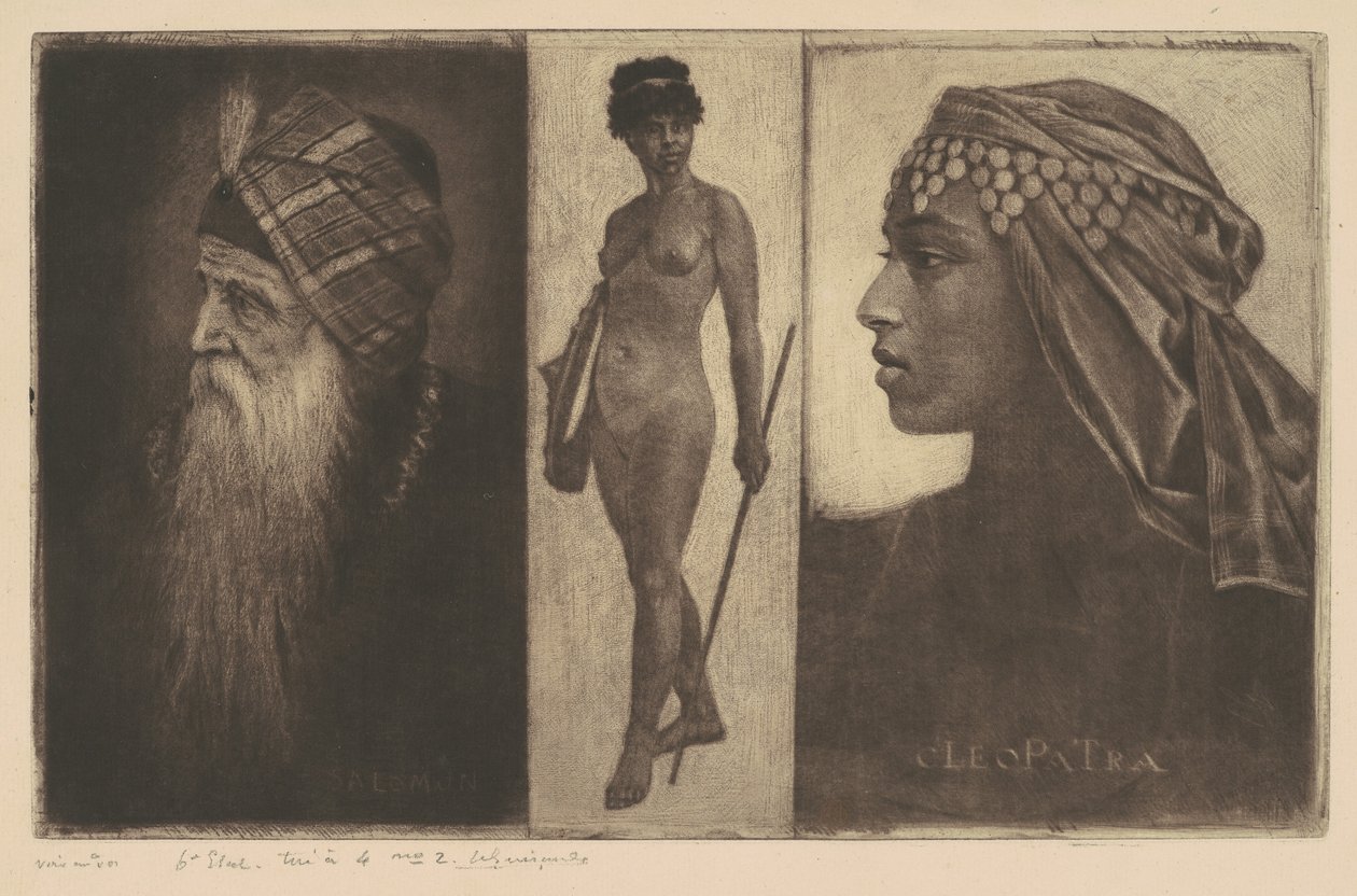 Salomon en Cleopatra door Henri Charles Guérard