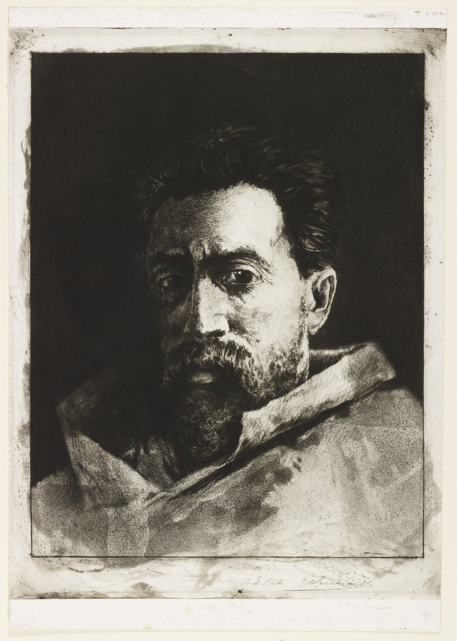 Zelfportret, ca. 1888 door Henri Charles Guérard