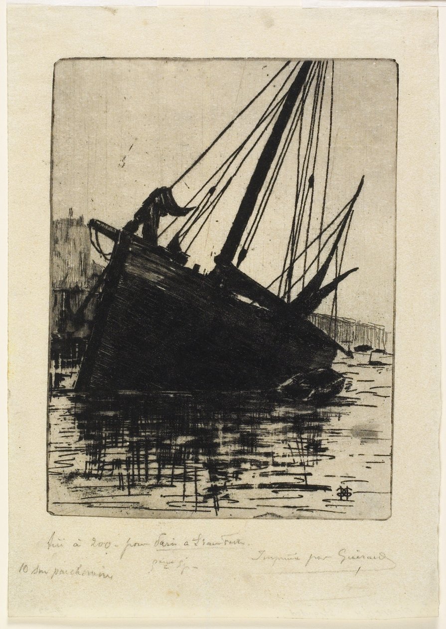 Gestrand, ca. 1888 door Henri Charles Guérard