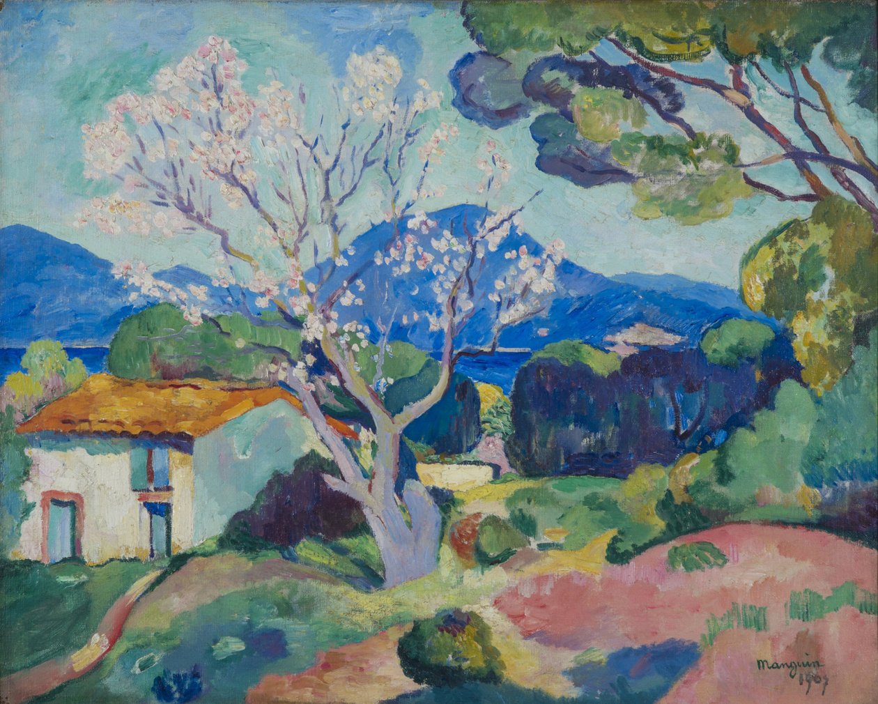 Amandelboom in bloei, 1907 door Henri Charles Manguin