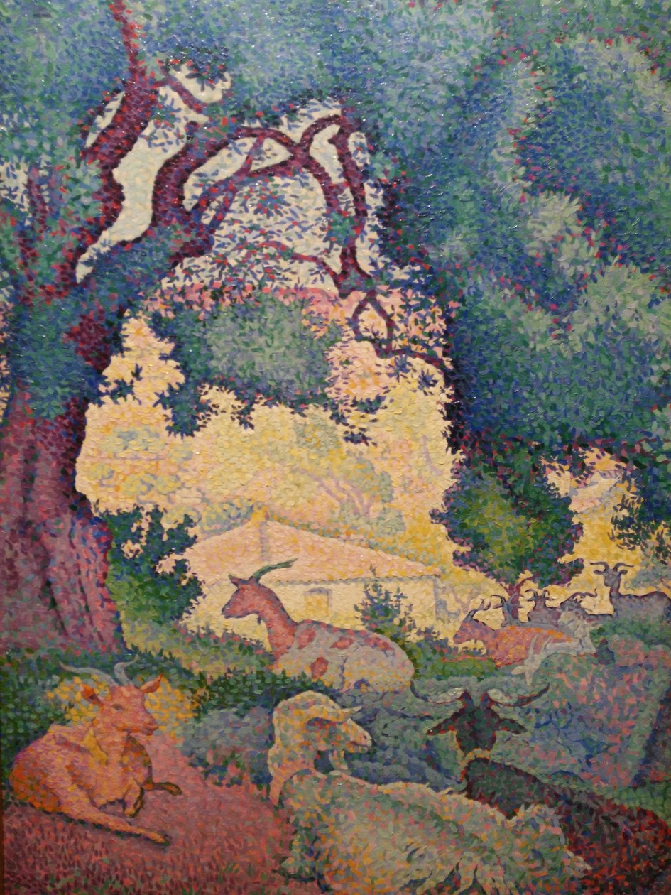 Frans: Paysage avec des chèvres door Henri Edmond Cross