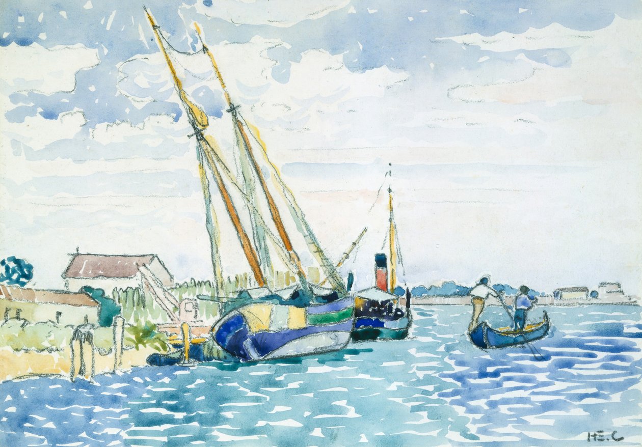 Mariene scène Boten bij Venetië, 1903 door Henri Edmond Cross