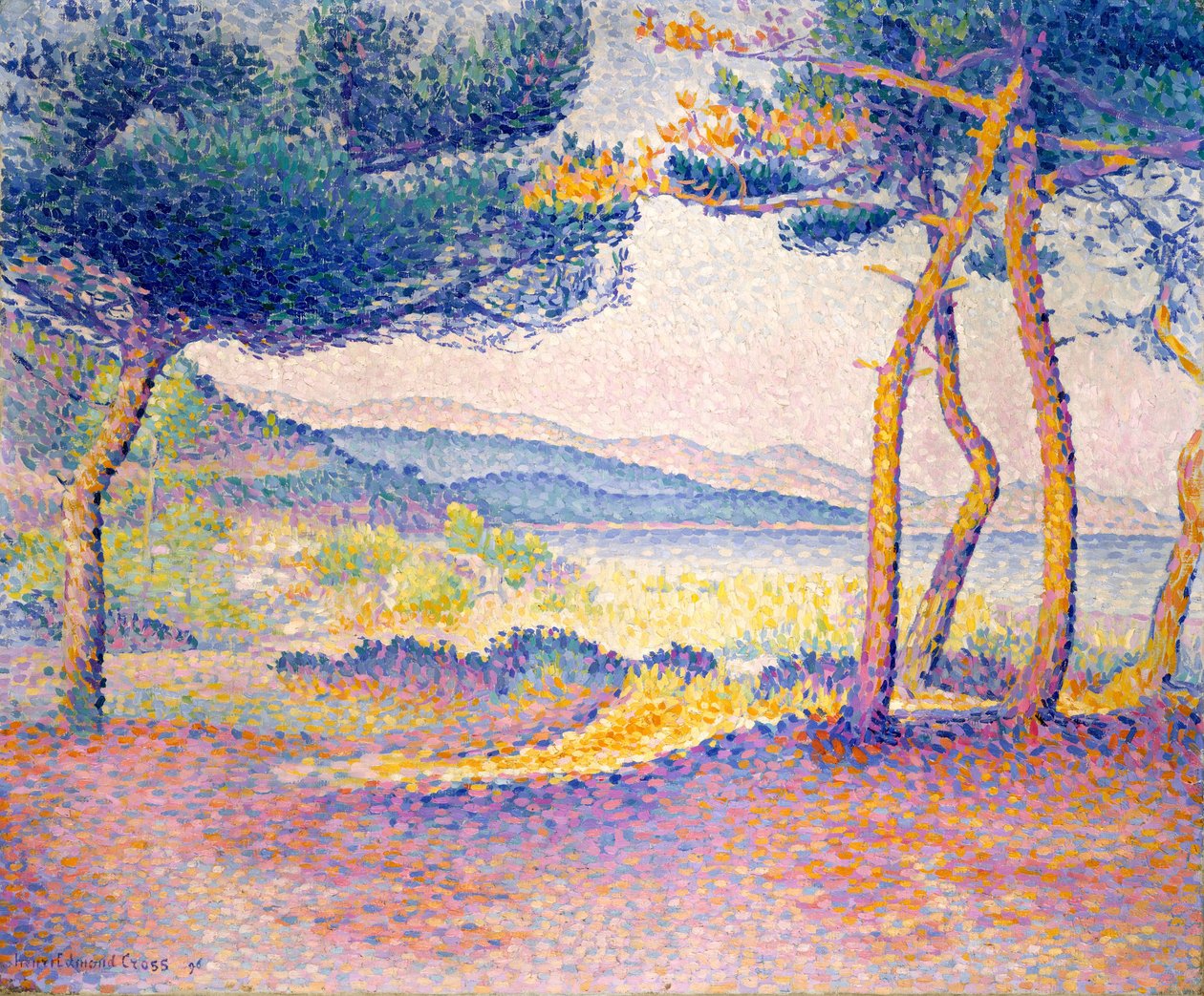 Pijnbomen langs de kust door Henri Edmond Cross