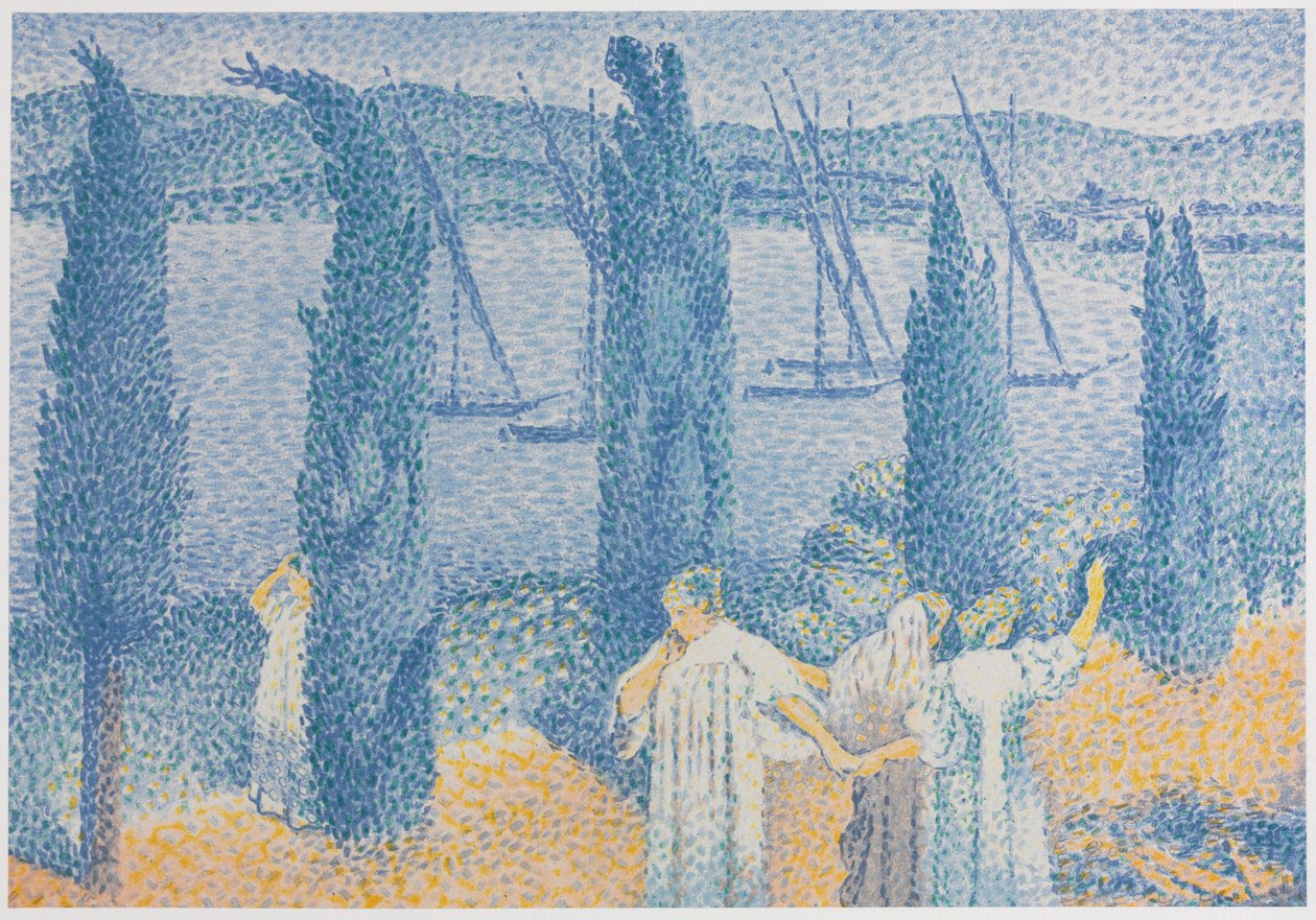 De Promenade (Landschap met Cipressen) door Henri Edmond Cross