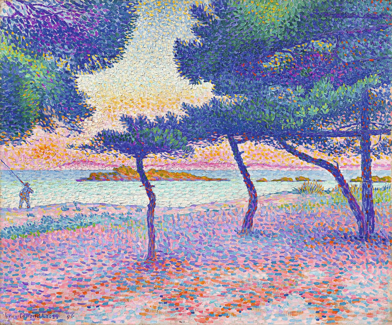 Het strand van Saint-Clair, 1896 door Henri Edmond Cross