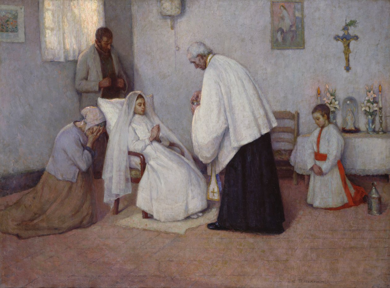 Communie in Extremis, 1889 door Henri Eugene Augustin Le Sidaner