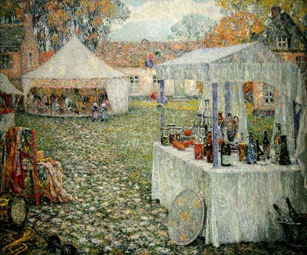 De tenten, Gerberoy door Henri Eugene Augustin Le Sidaner