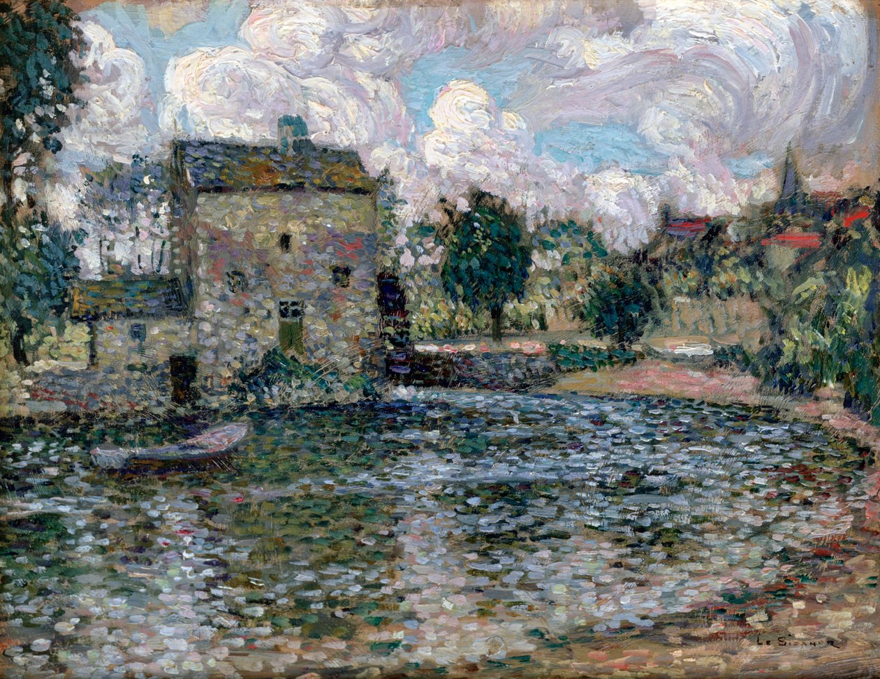 De molen, Montreuil-Bellay door Henri Eugene Le Sidaner