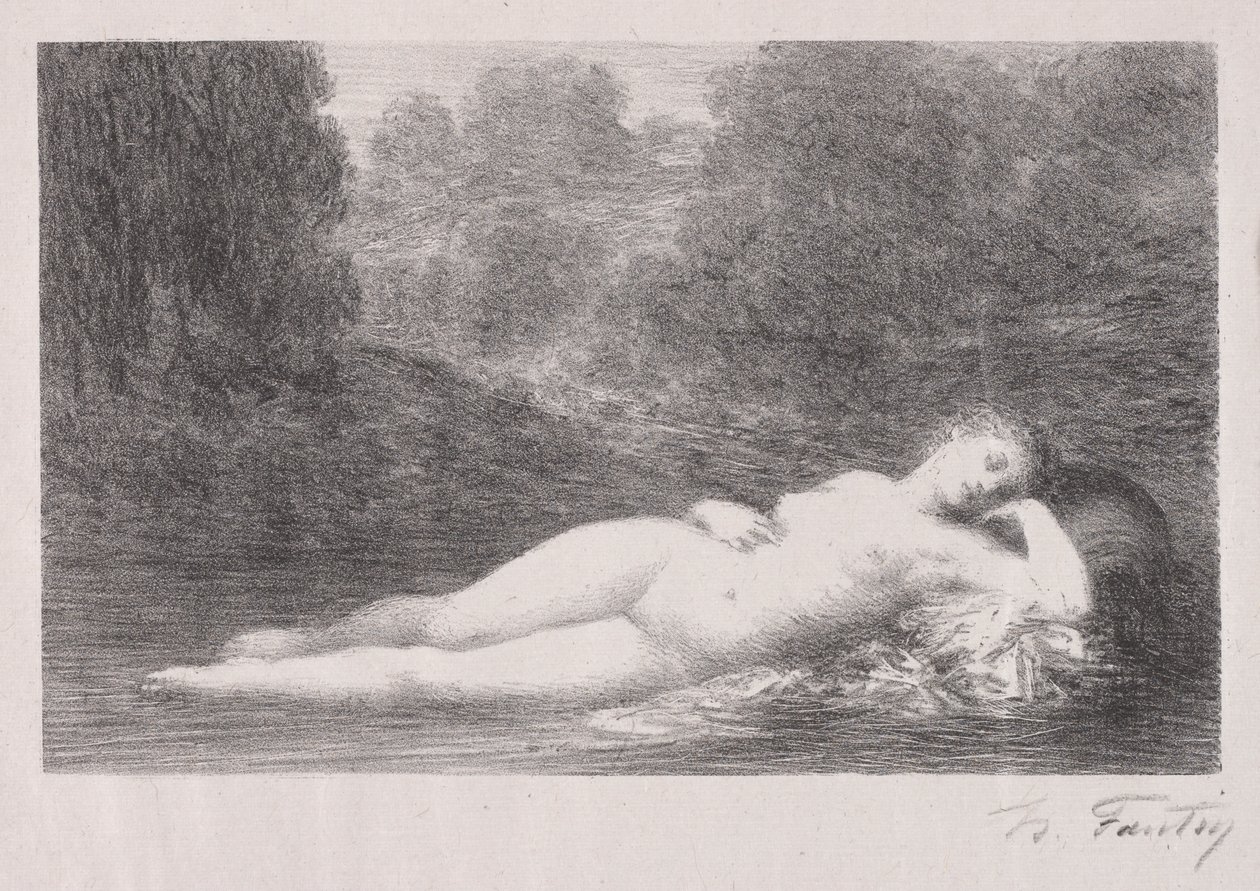 Liggend in het water door Ignace Henri Jean Fantin Latour