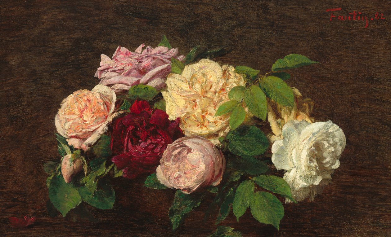 Roses de Nice op een Tafel door Ignace Henri Jean Fantin Latour