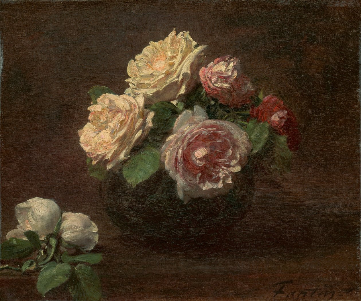 Rozen in een Kom door Henri Fantin Latour