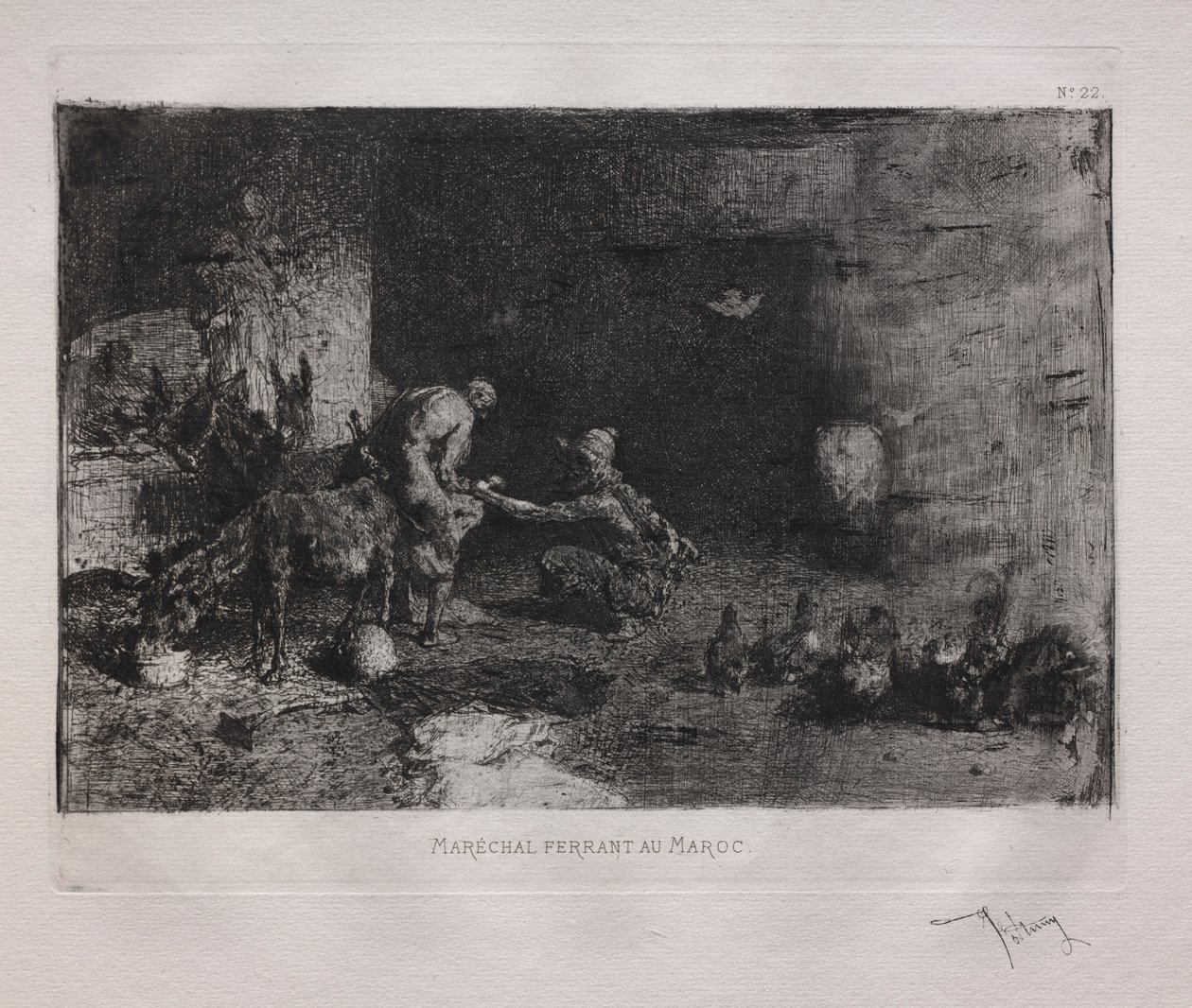 Een muilezel beslaan in Marokko door Ignace Henri Jean Fantin Latour