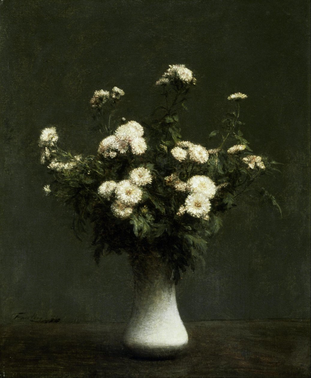 Vaas met chrysanten door Henri Fantin Latour