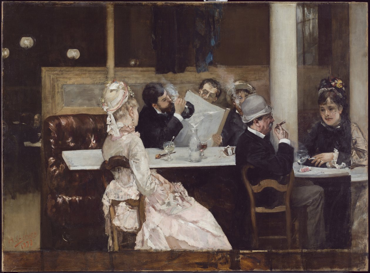 Caféscène in Parijs, 1877 door Henri Gervex