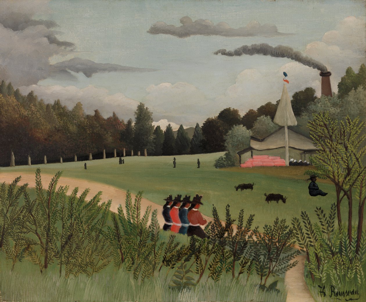 Park met figuren door Henri J.F. 1844 1910 Rousseau