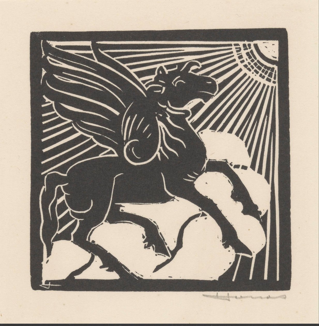 Gevleugeld paard door Henri Jonas (signed by artist)