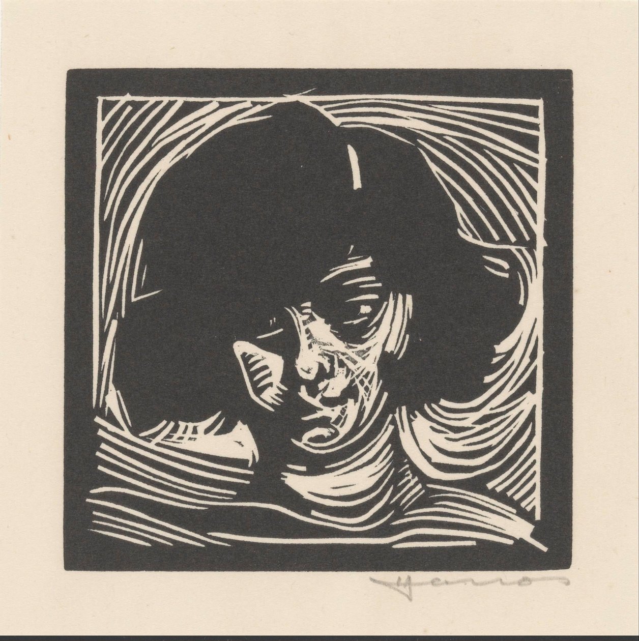 Hoofd van een vrouw door Henri Jonas (signed by artist)