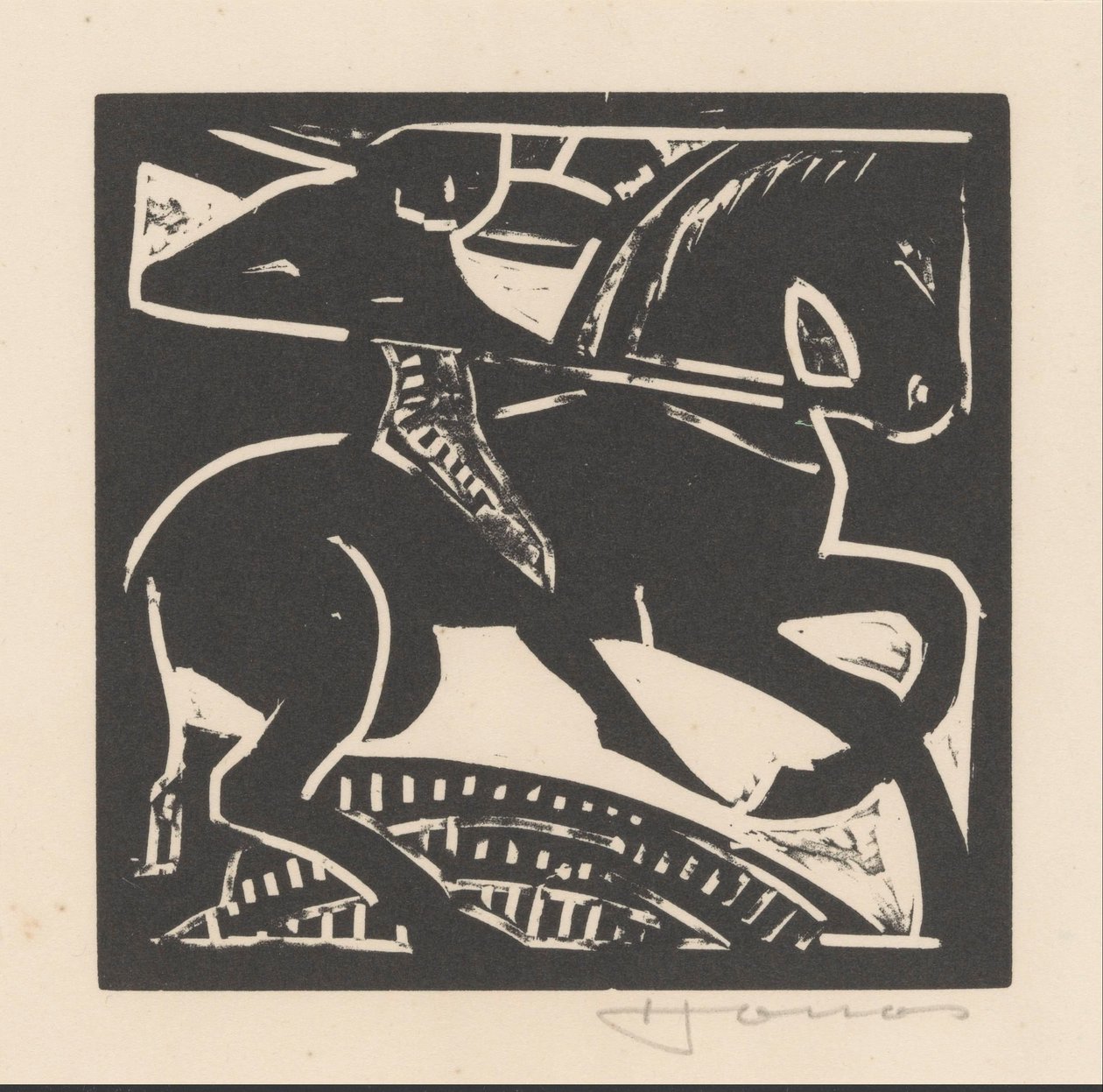 Ruiter op een paard door Henri Jonas (signed by artist)