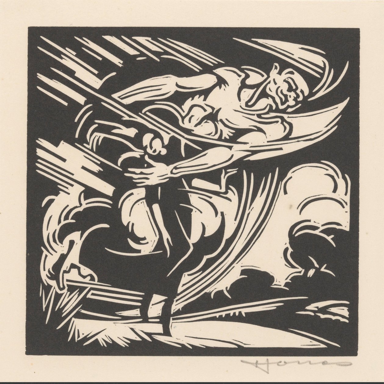 Vrouw en de wind door Henri Jonas (signed by artist)