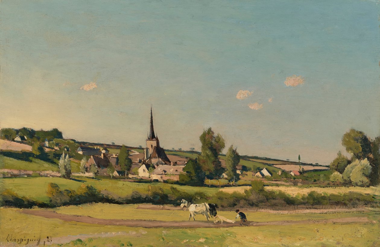 Uitzicht op Saint-Privé door Henri Joseph Harpignies
