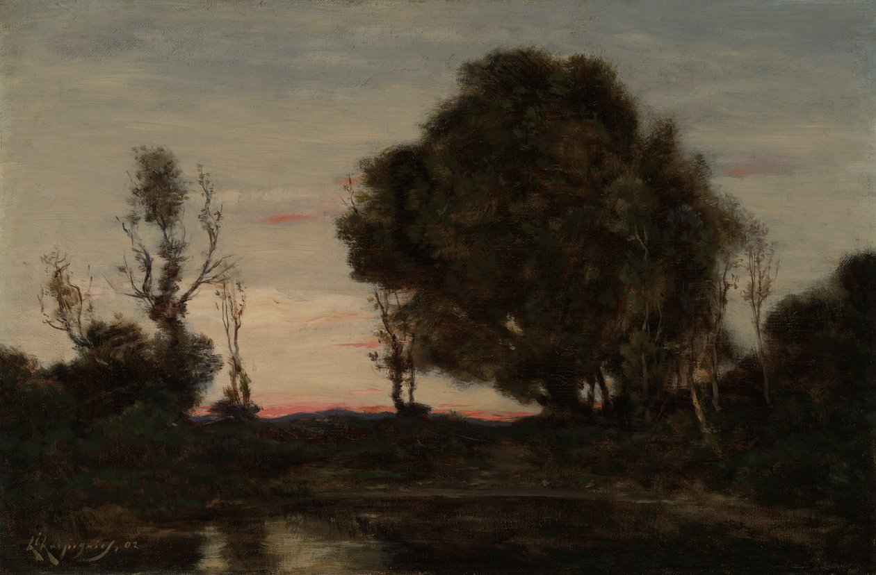Landschap bij schemering door Henri Joseph Harpignies