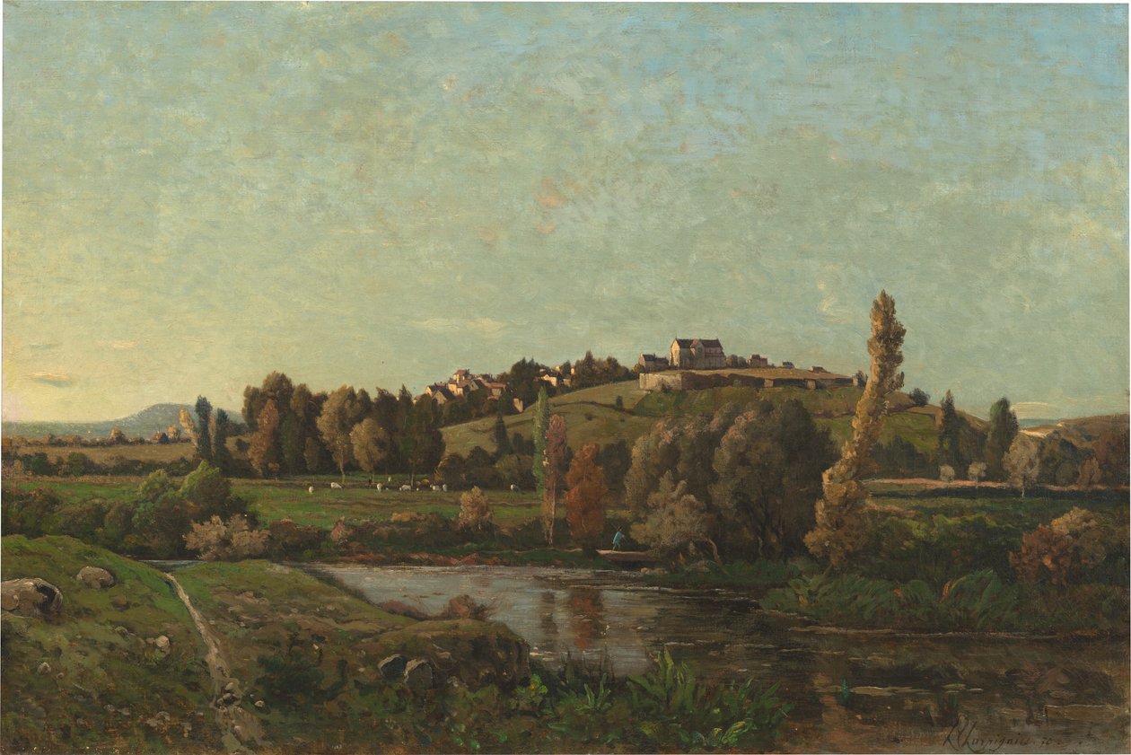 Landschap in Auvergne door Henri Joseph Harpignies