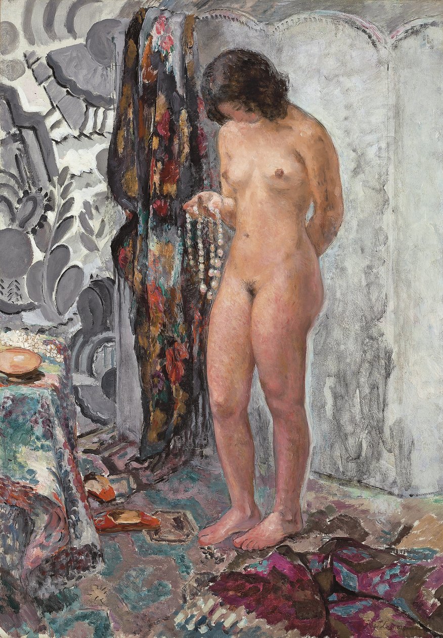 Staande naakt met een ketting, ca. 1923 door Henri Lebasque