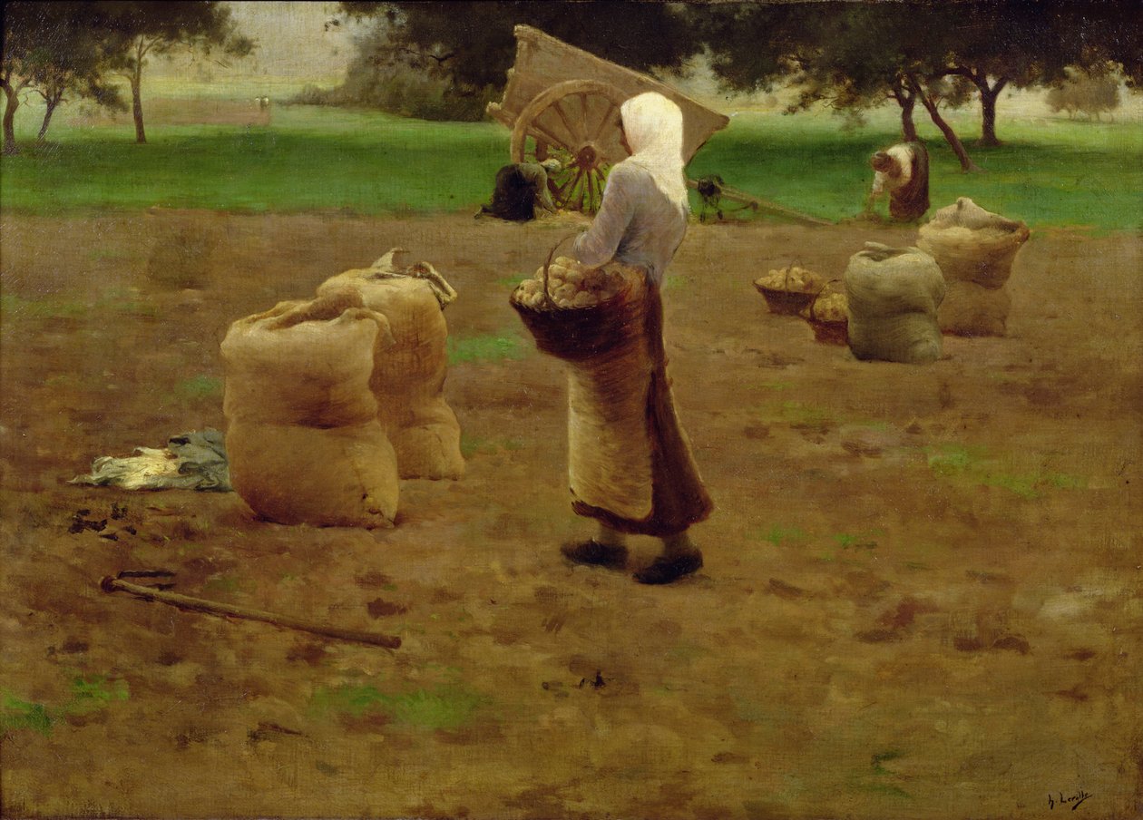 Aardappelen oogsten door Henri Lerolle