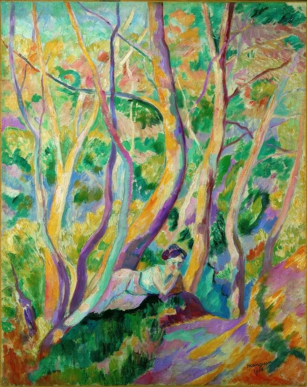 Vrouw in het bos door Henri Manguin