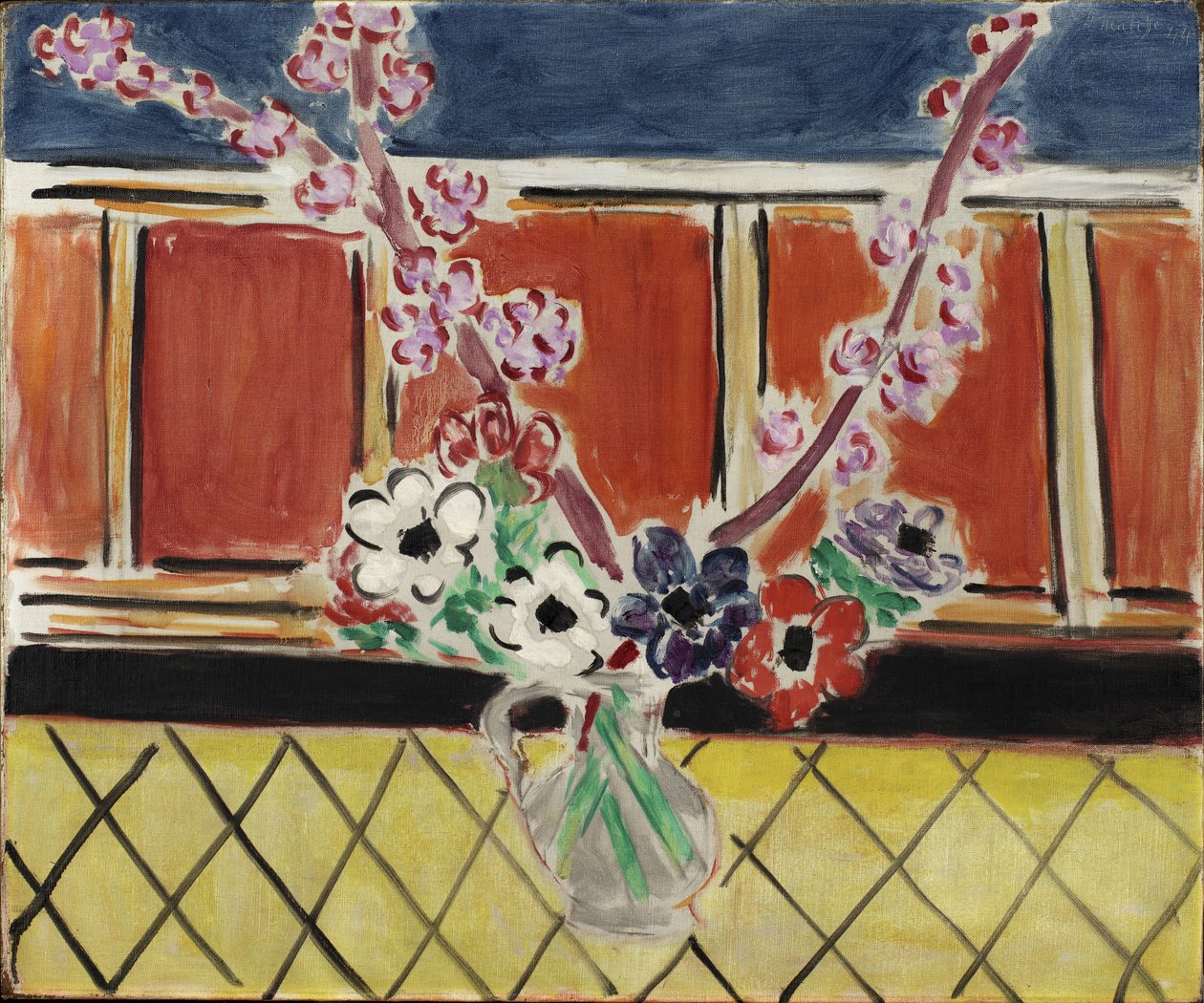 Anemonen en perzikbloesems door Henri Matisse