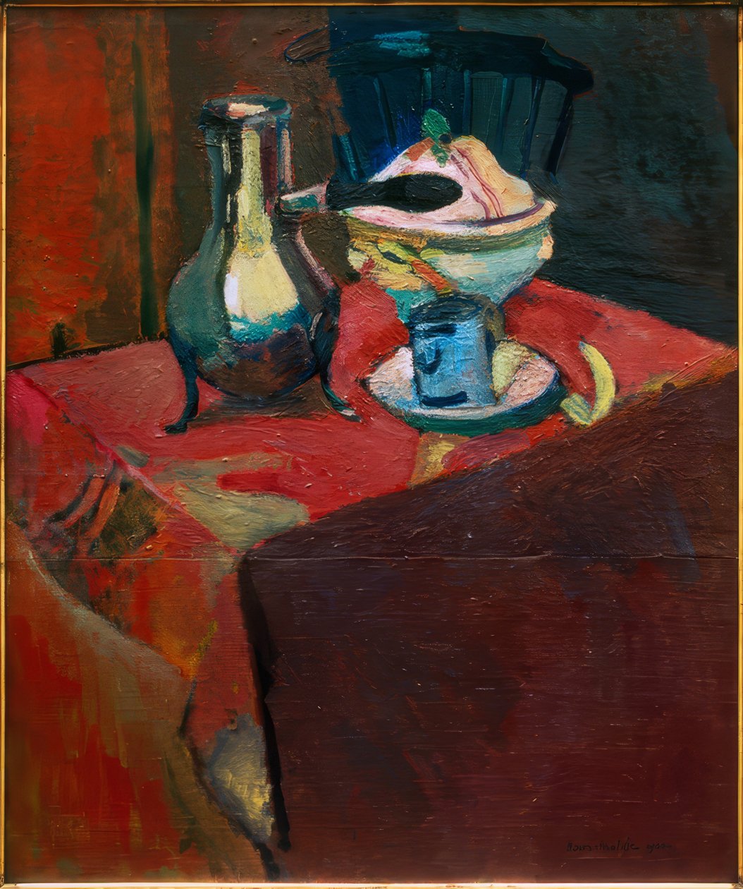 Servies op tafel door Henri Matisse