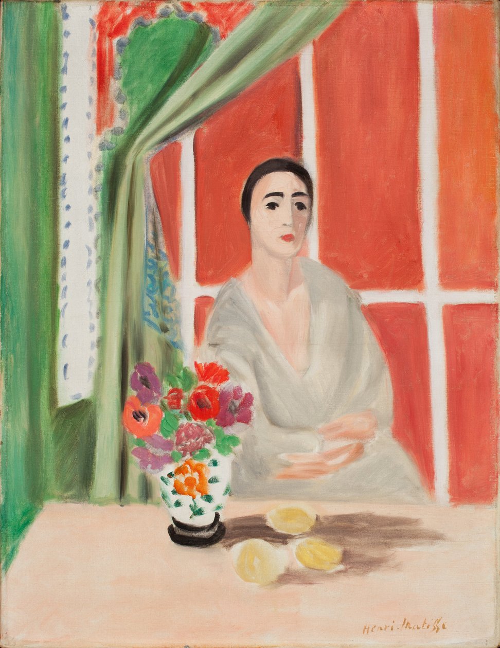 Figure au Rideau Releve (olieverf op doek) door Henri Matisse