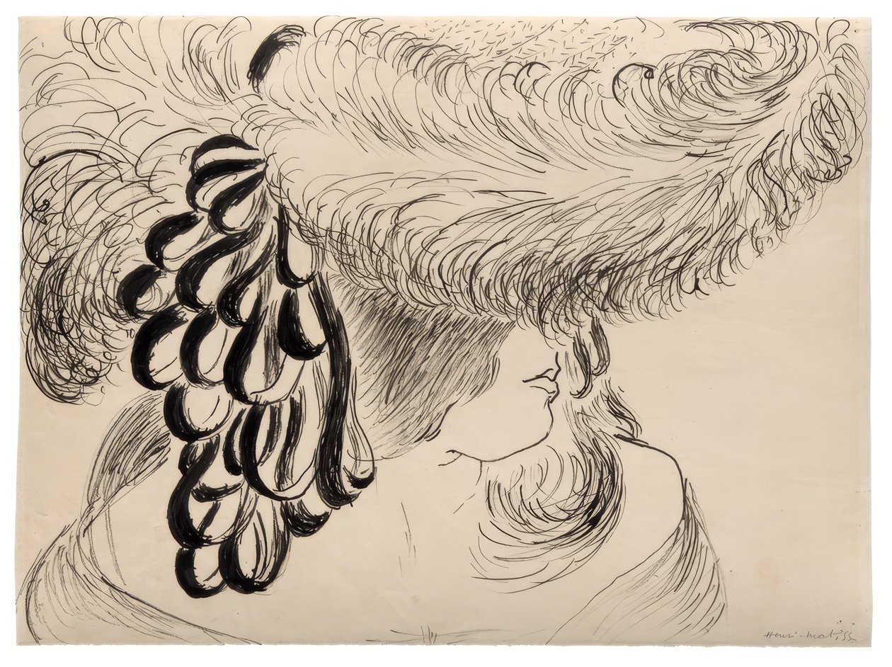 Meisje met gepluimde hoed (Mlle Antoinette) door Henri Matisse