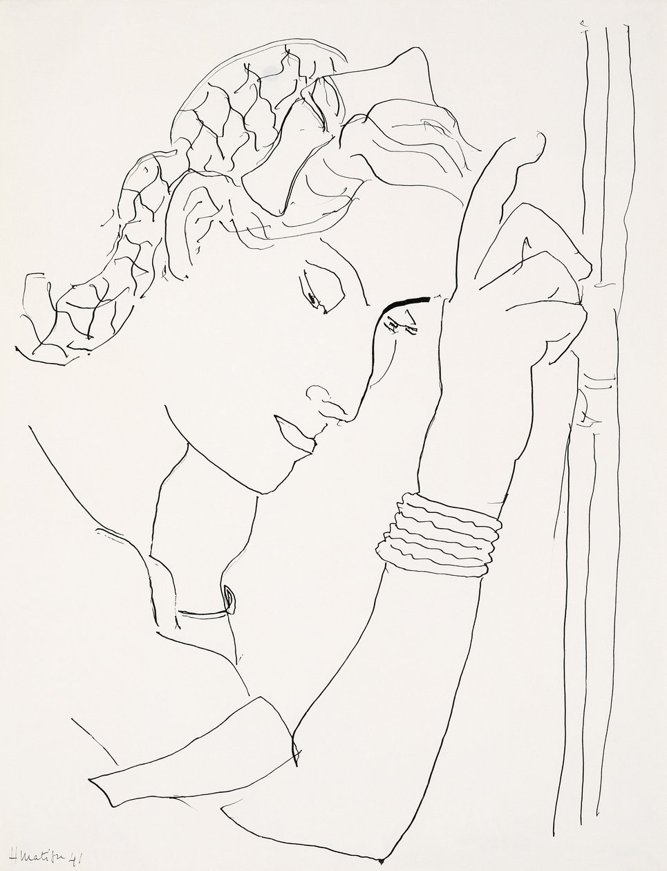 Hoofd van een vrouw in profiel door Henri Matisse