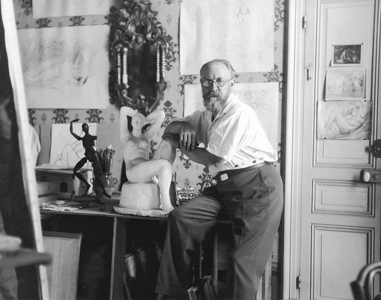 Henri Matisse, de schilder (z/w foto) door Henri Matisse