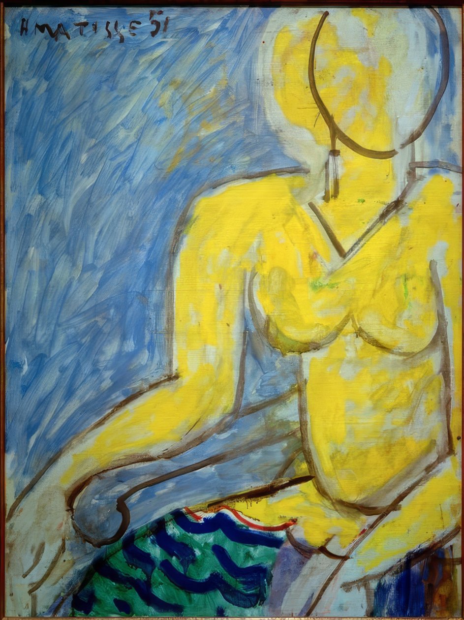 Katia in een gele jurk door Henri Matisse