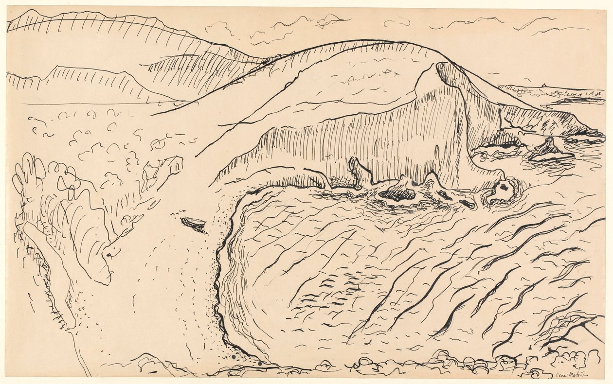 Landschap (pen  inkt op papier) door Henri Matisse