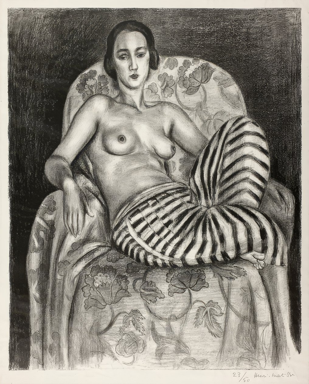 Grote Odalisque in gestreepte pantalon door Henri Matisse