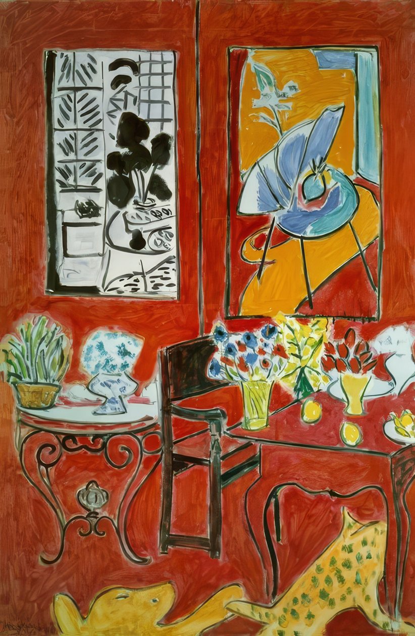 Groot rood interieur door Henri Matisse