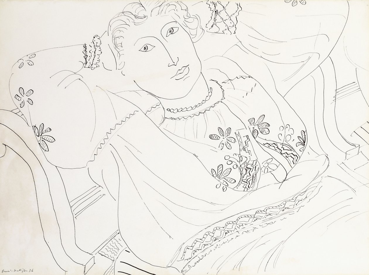 Lydia in een Roemeense blouse door Henri Matisse