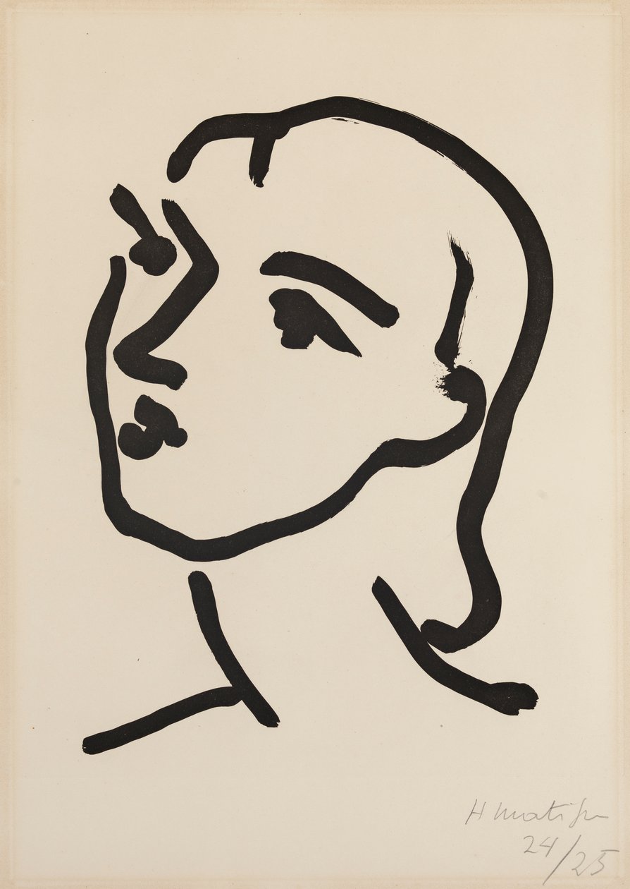 Nadia met steil haar door Henri Matisse