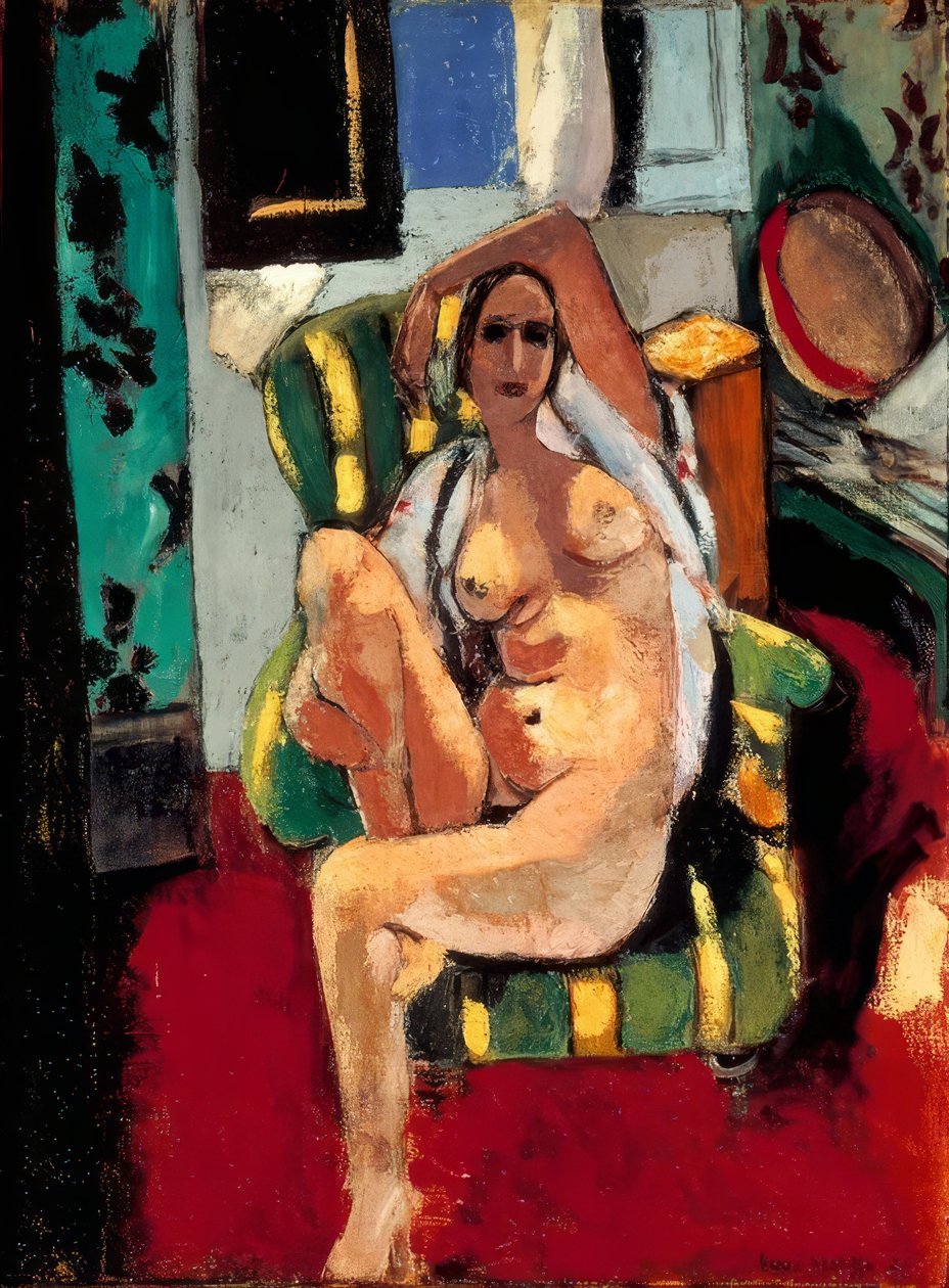 Naakt zittend met tamboerijn door Henri Matisse