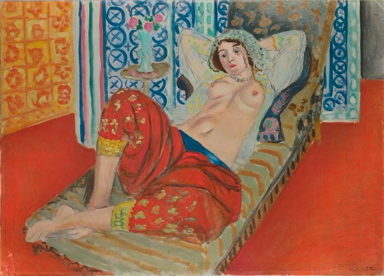 Odaliske in rode broek door Henri Matisse