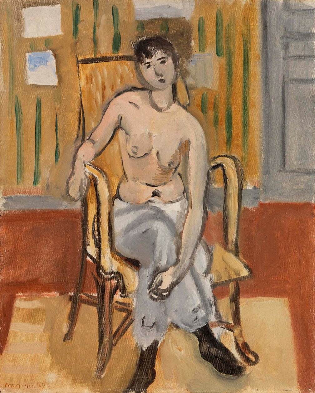 Zittend naakt in een gebruinde kamer door Henri Matisse
