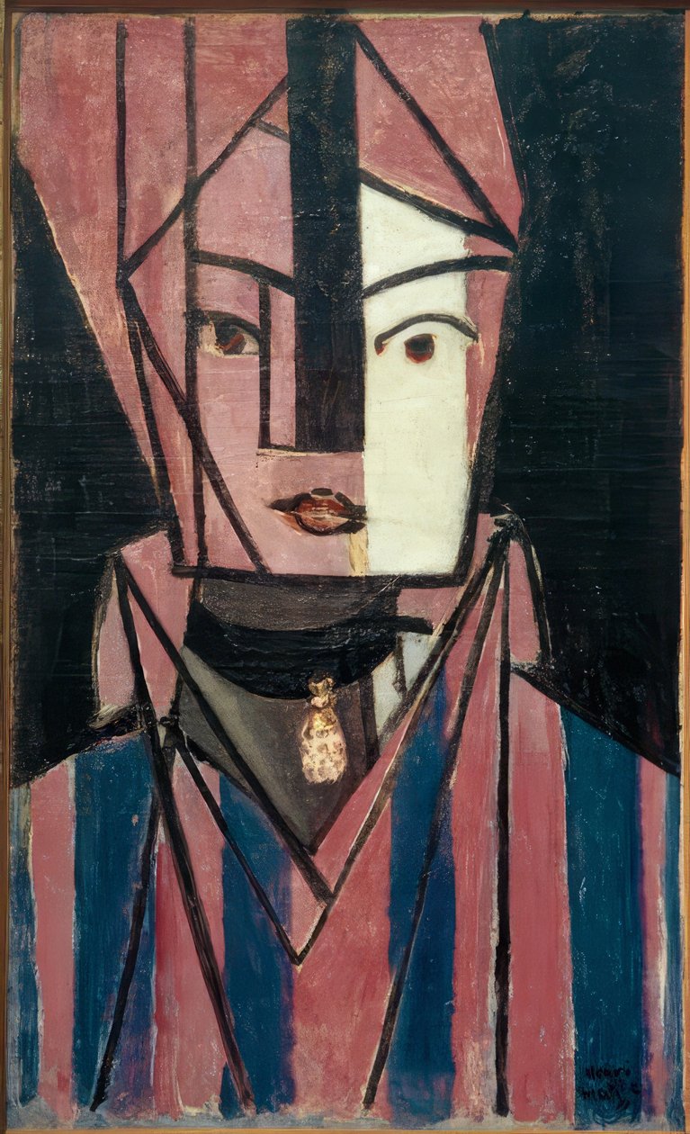 Wit en roze hoofd (Marguerite Matisse) door Henri Matisse