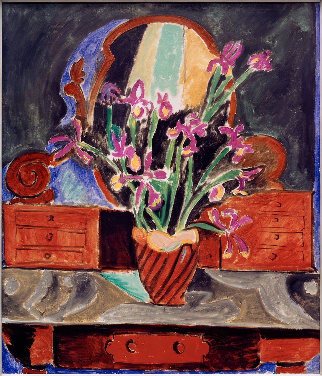 Vaas met irissen door Henri Matisse
